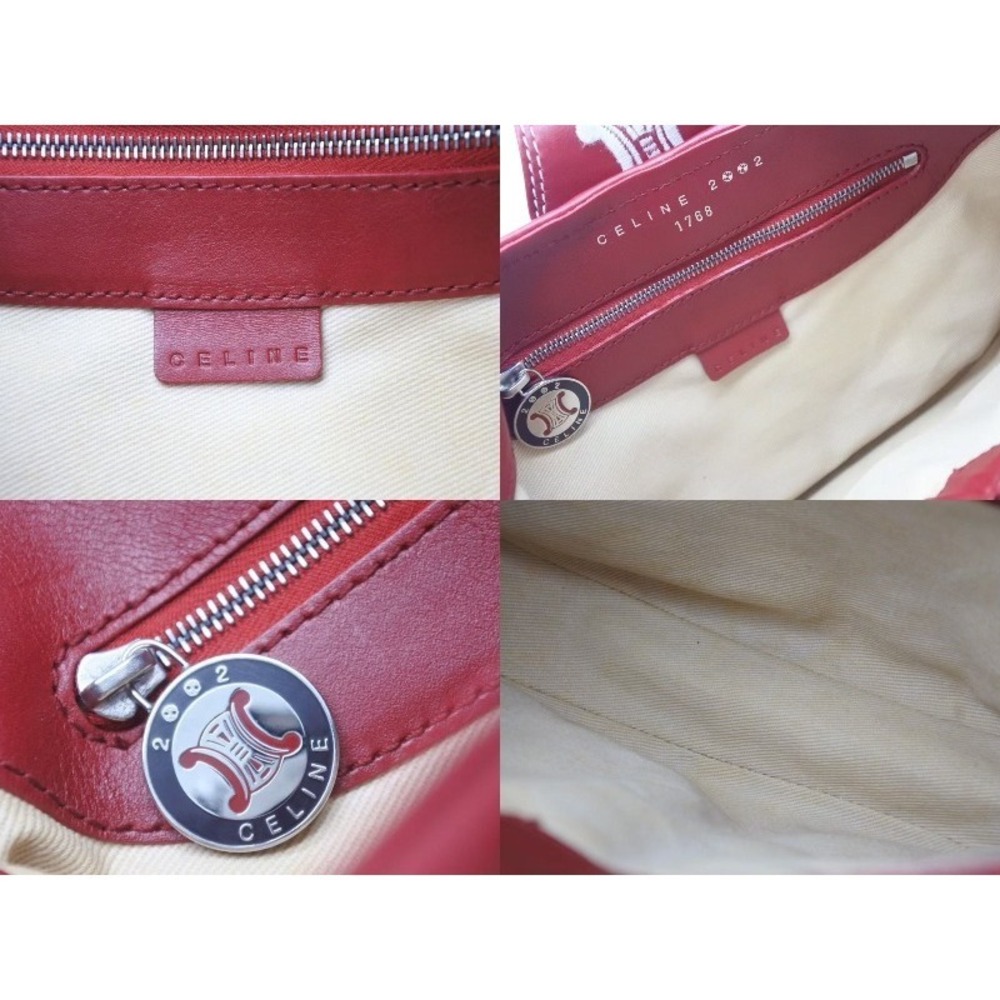 CELINE One Shoulder Hobo Bag World Cup Commemorative Leather White Brown Red - Picture 8 of 9